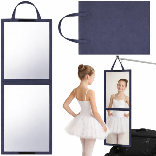 GlikCeil Foldable Portable Full Length Mirror for Dancer, Camping, Travel Grey 33.5" x 13.4" Portable Hanging Folding Mirror with Handle for Dance Competition Travel Full Body Backstage Mirrors