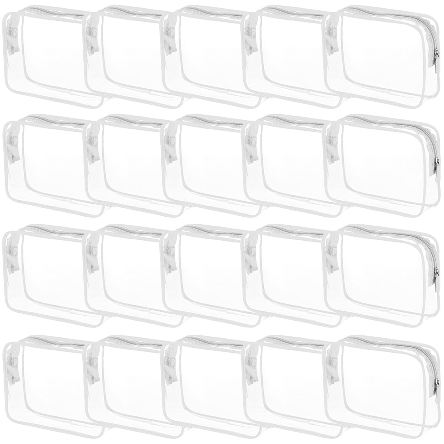 Tergy 20 Pack Clear Cosmetics Bags for Women Men Waterproof Toiletry Bags PVC Makeup Bags Organizer Case with Zipper for Travel Bathroom (20 White(Length 9.8 inch, height 7.1 inch, width 2.36 inch))