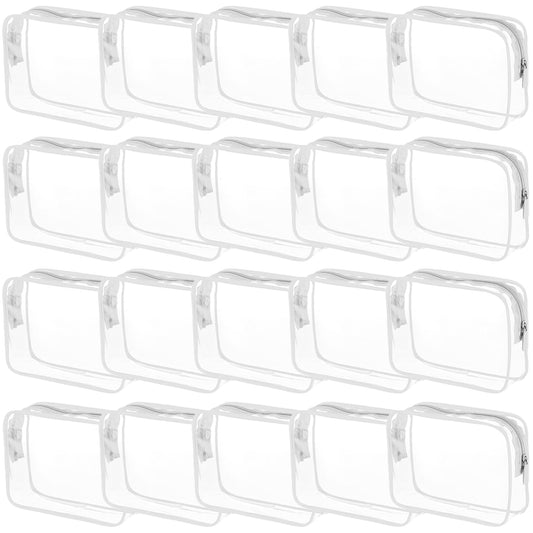 Tergy 20 Pack Clear Cosmetics Bags for Women Men Waterproof Toiletry Bags PVC Makeup Bags Organizer Case with Zipper for Travel Bathroom (20 White(Length 9.8 inch, height 7.1 inch, width 2.36 inch))