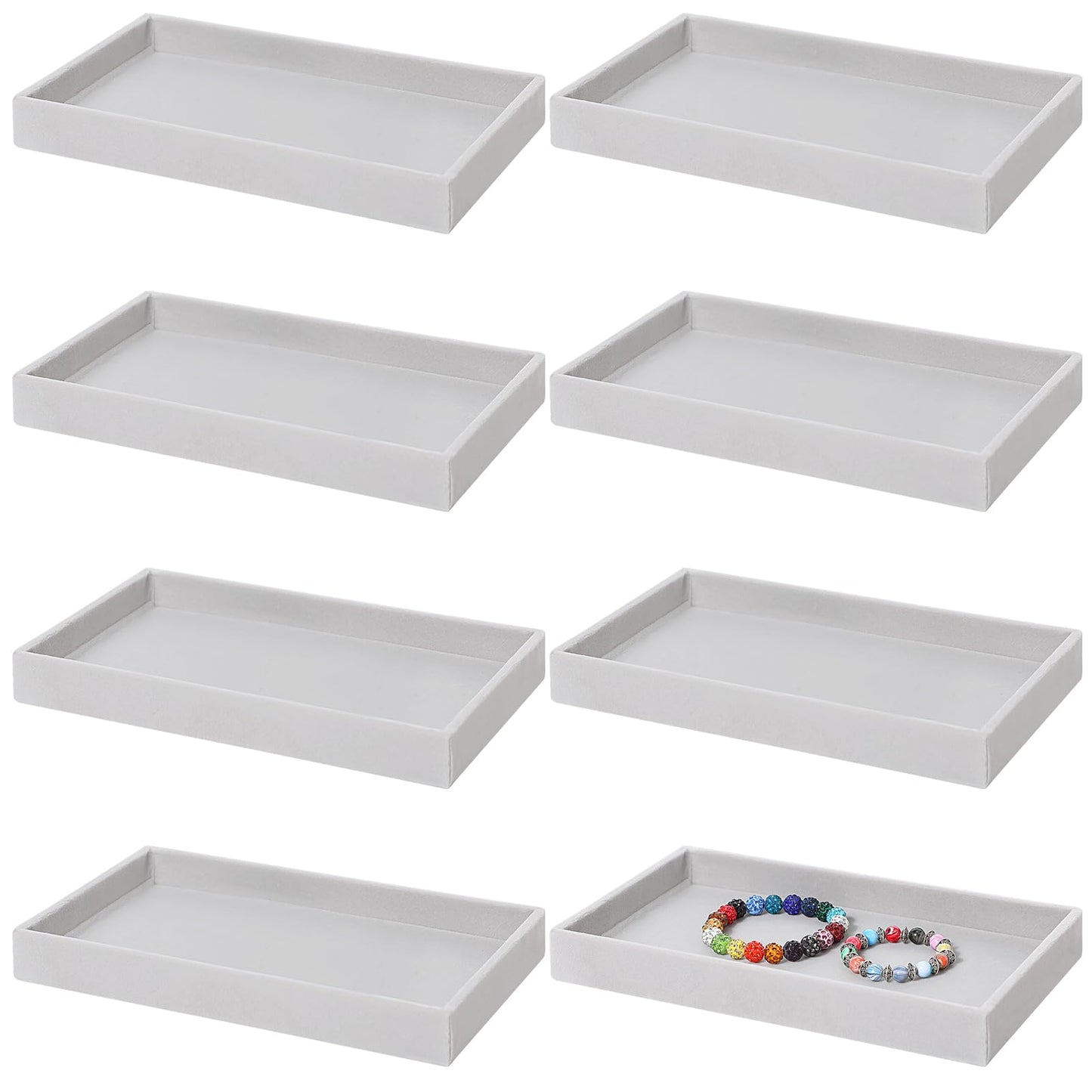 Inbagi 8 Pcs Small Velvet Jewelry StorageTray Stackable Drawers Organizer 8.3 x 4.7 x 1 Inches