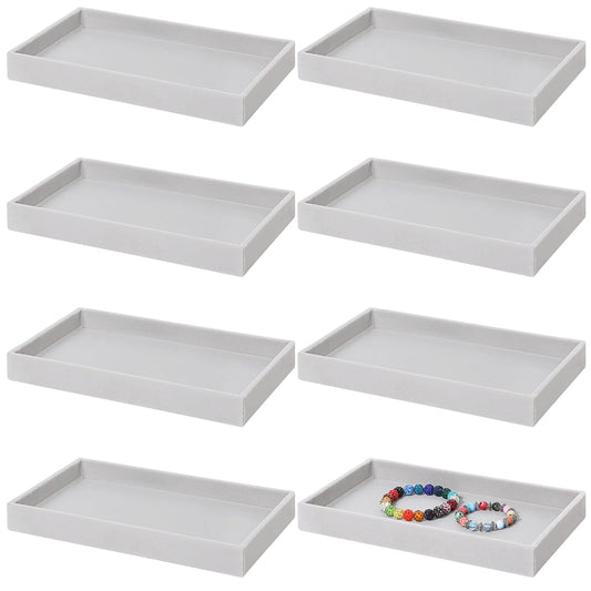 Inbagi 8 Pcs Small Velvet Jewelry StorageTray Stackable Drawers Organizer 8.3 x 4.7 x 1 Inches