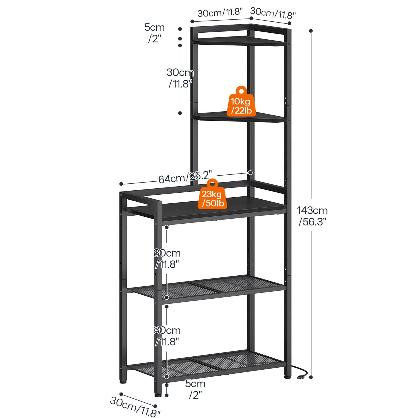 HOOBRO 5-Tier Corner Shelf Stand, Corner Shelf with LED Light, 56.3" Tall Corner Bookshelf, Display Rack Storage Organizer with Table, for Small Spaces, Living Room, Entryway, Black BB69DCJ01