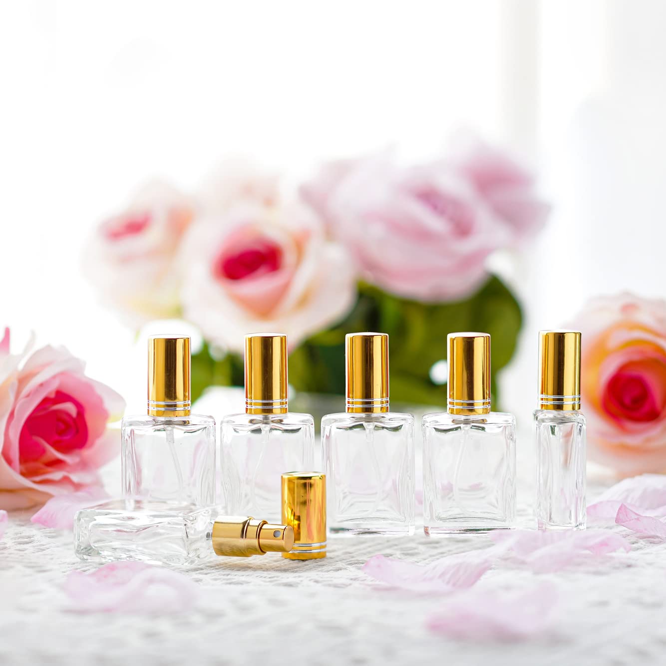 YU FENG 12pcs Clear Perfume Spray Bottles 15ml Glass Fine Mist Sprayer Empty Spray Bottles Refillable Container Perfume Atomizer for Cleaning, Essential Oil, Liquid