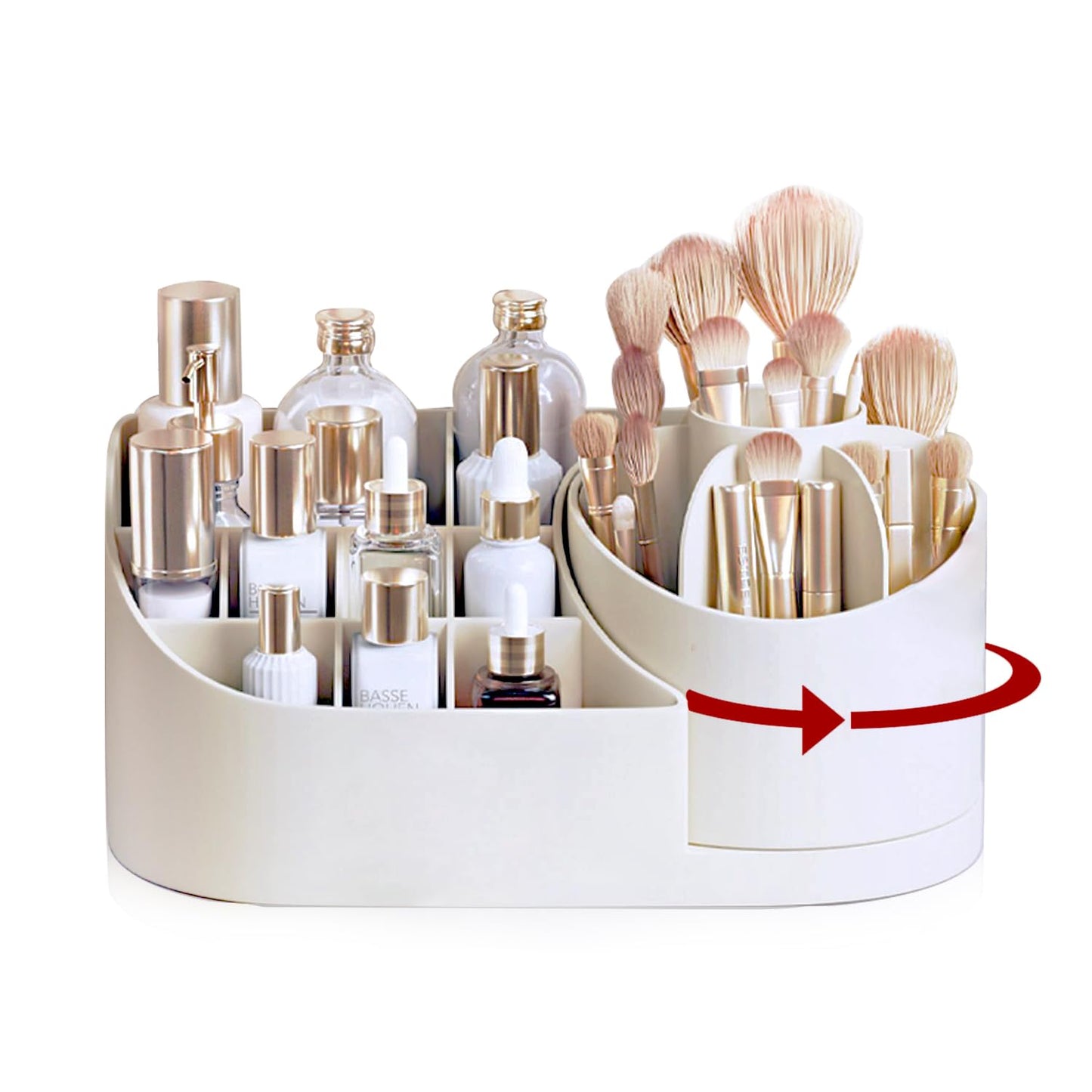 JFANexplore Makeup Organizer Countertop with Rotating Brush Holder for Vanity, Bathroom, Dresser Cosmetic Makeup Storage Organizer Multifunctional…