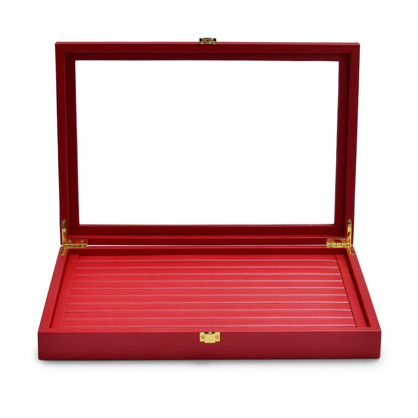 Oirlv Luxury Leather Rings Earrings Organizer Tray with Clear Lid Jewelry Display Box with Acrylic Lid Stackable Jewelry Box Drawer Inserts