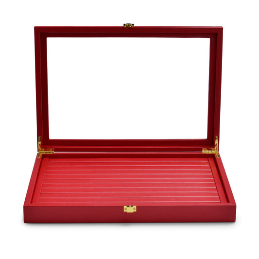 Oirlv Luxury Leather Rings Earrings Organizer Tray with Clear Lid Jewelry Display Box with Acrylic Lid Stackable Jewelry Box Drawer Inserts