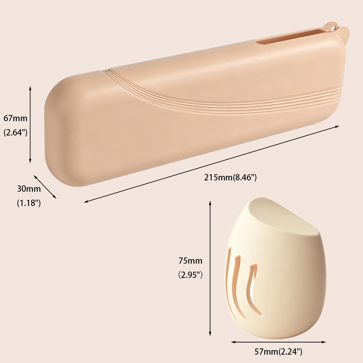 Silicone Makeup Brush Holder & Sponge Case Set – Portable Travel Brush Organizer with Ventilated Beauty Blender Container, Flexible & Easy to Clean, for Cosmetic Brushes and Makeup Sponges (Rectangle)