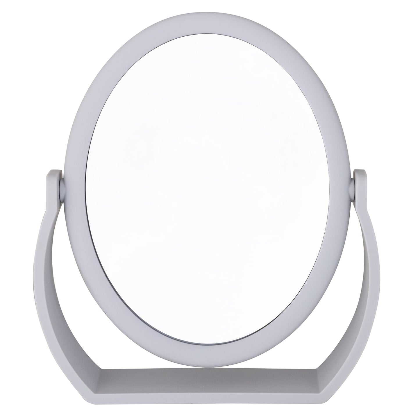 Bath Bliss Double-Sided Free-Standing Swivel Vanity Mirror | Regular & 10X’s Magnification | Make-up & Shaving Use | Freestanding | Tabletop | Rubberized | Grey