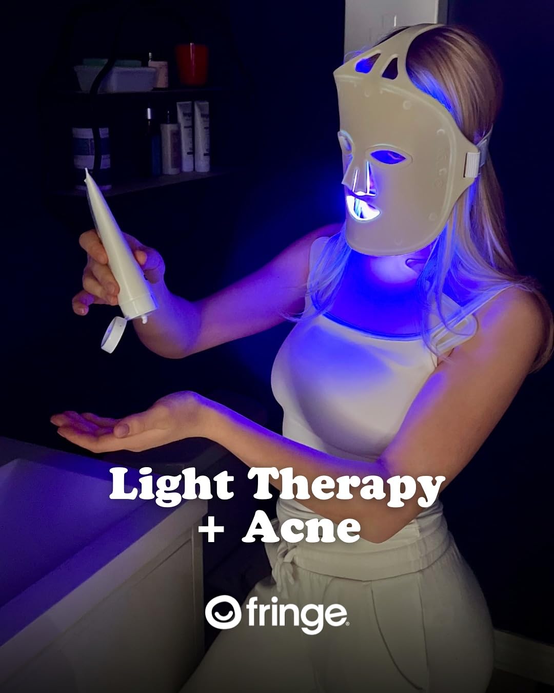 Fringe Red Face Mask, Both Red 660nm and Infrared 850nm for Rejuvenation & Blue 415nm for Blemishes, Beauty Mask, for Fine Lines and Wrinkles, 234 LED Lights