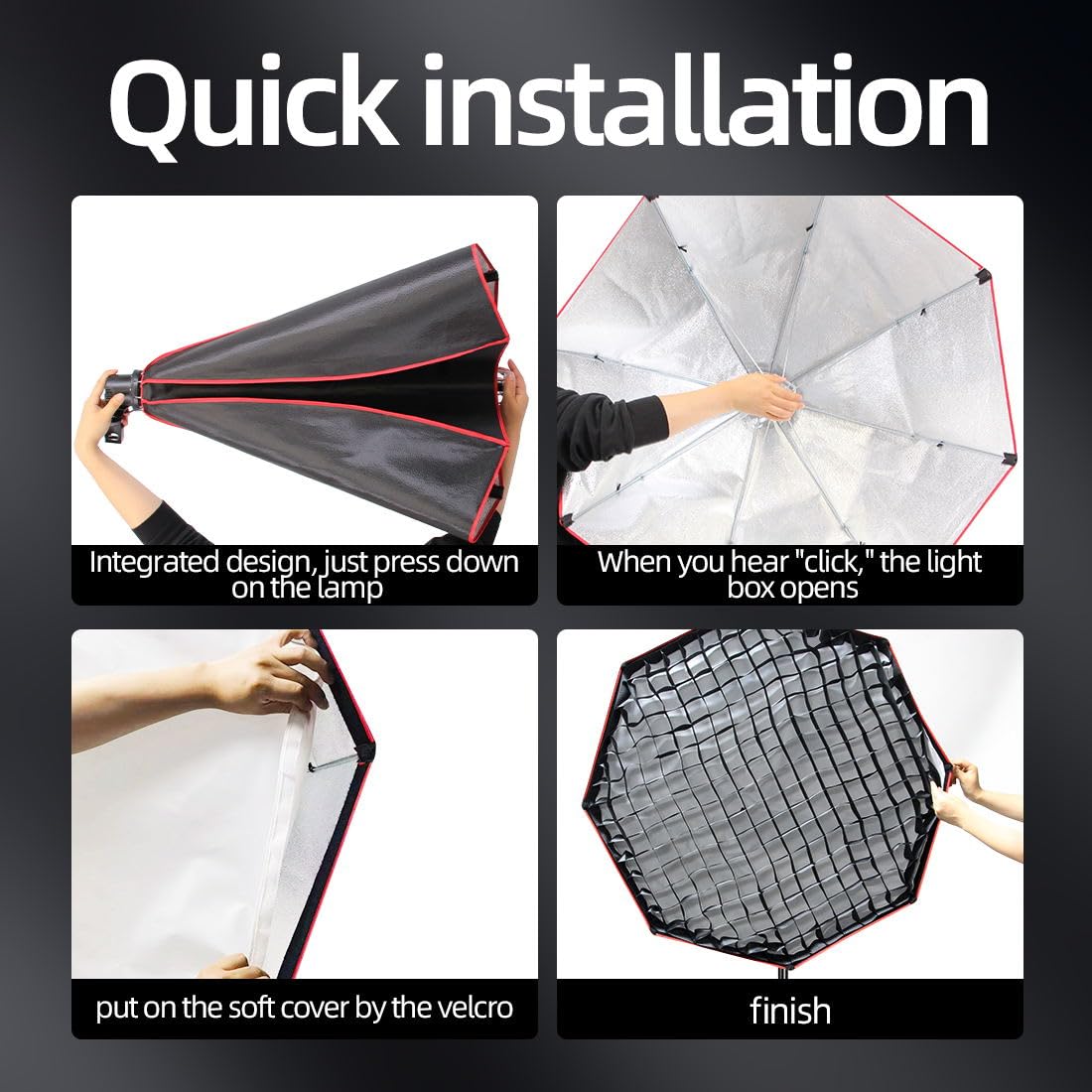 Shirtal Softbox Photography Lighting Kit,37" Octange Softbox Lighting Kit with Honeycomb Grid 110W 2700K-6500K 11000Lux Dimmable LED Prismatic Lamp and Remote Control, Lighting for Video Recording