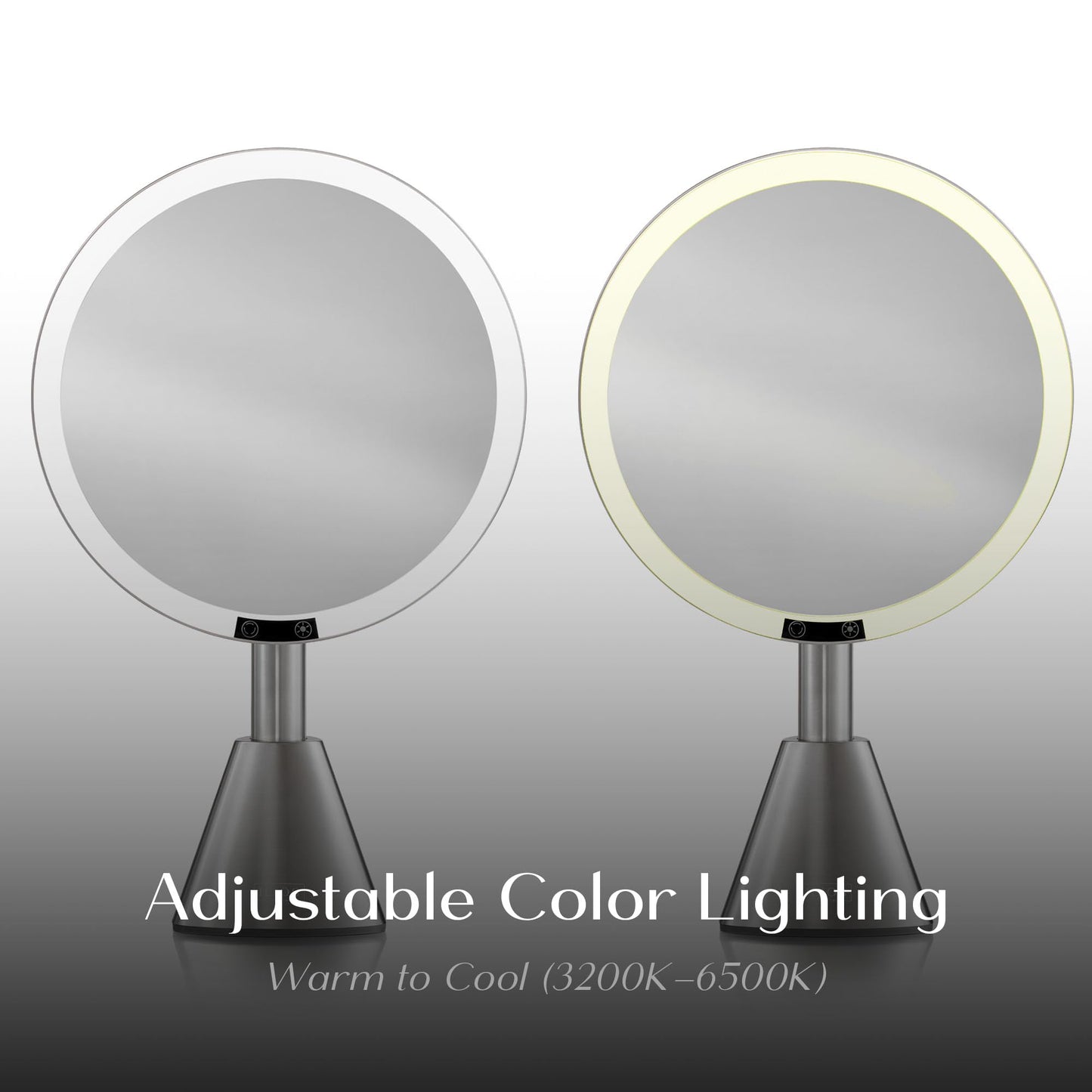 Ilios Lighting 9" Lighted Makeup Mirror with 5X Magnification – Rechargeable LED Vanity Mirror, Adjustable Lighting (3200K–6500K), 1000 Lux Brightness, Stepless Dimming (Silver)