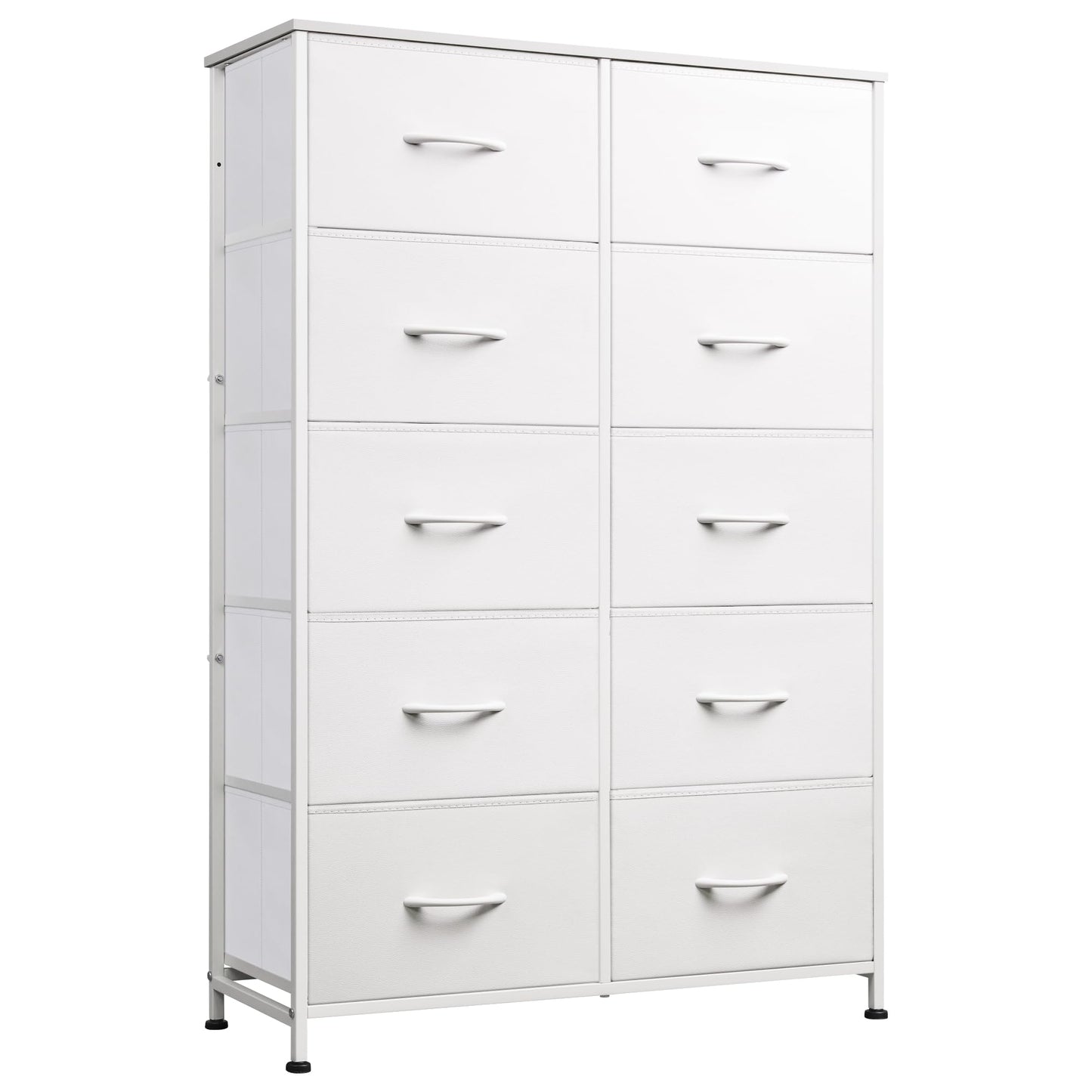 WLIVE Tall Dressers for Bedroom with 10 Fabric Drawers, Chest of Drawers, Dresser for Closet, Hallway, Living Room, Entryway, White