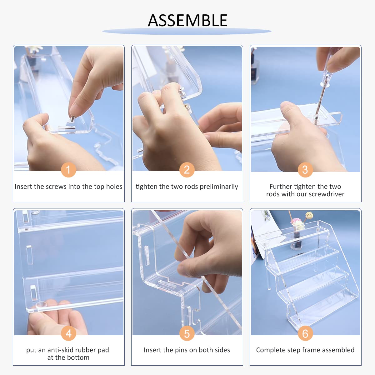 Sezanrpt Clear Acrylic Display Risers Stand Set of 2, Perfume Organizer Holder And Storage, Acrylic Cupcake Stand, Tiered Display Shelf for Funko Pop, Collections, Spice, Nail Polish, 9x8.3x6.7 inch