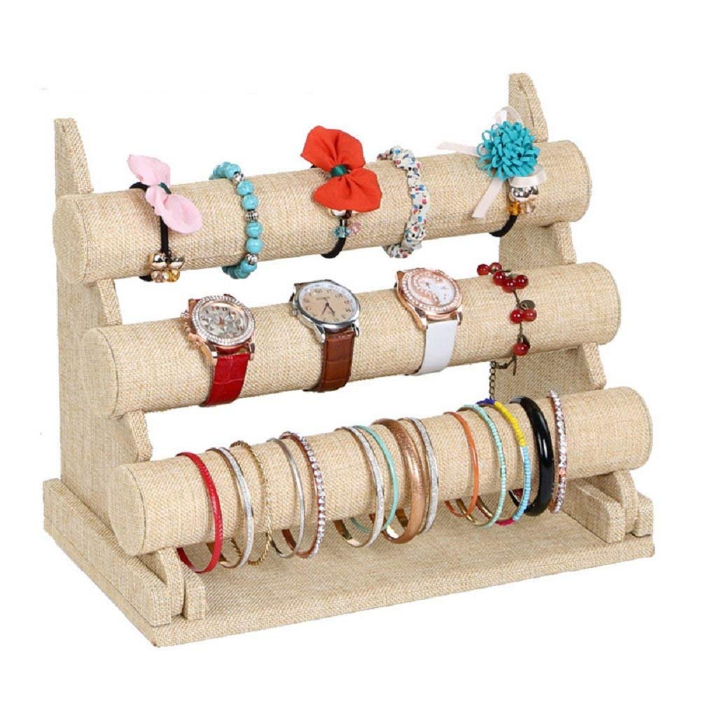 ChezMax 3 Tier Detachable Jewelry Holder for Bracelet Necklace Watch - Linen