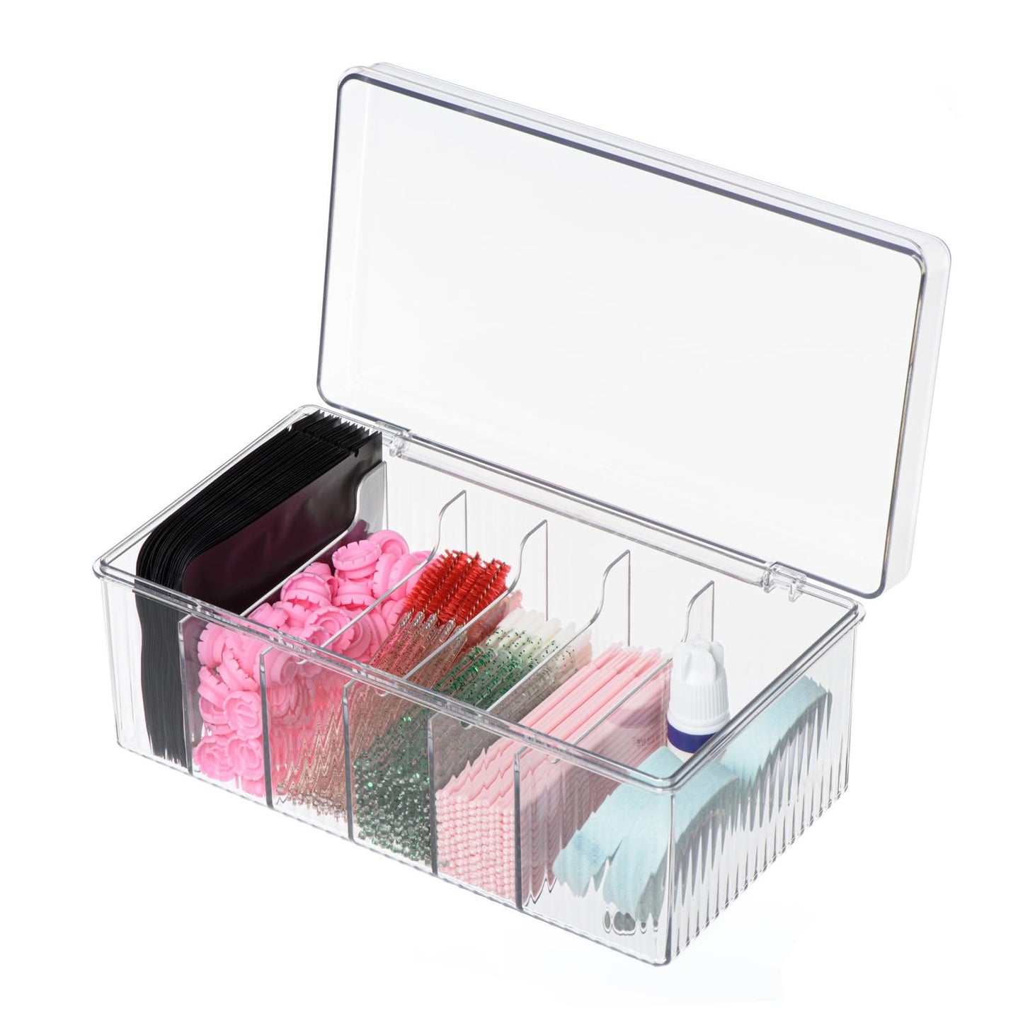 POCMKO Lash Extension Organizers and Storage, Lash Extension Supplies Organizer, Lash Cart Organizer, Acrylic Large Capacity Eyelash Extension Supplies Storage Box, Lashes Supplies Container