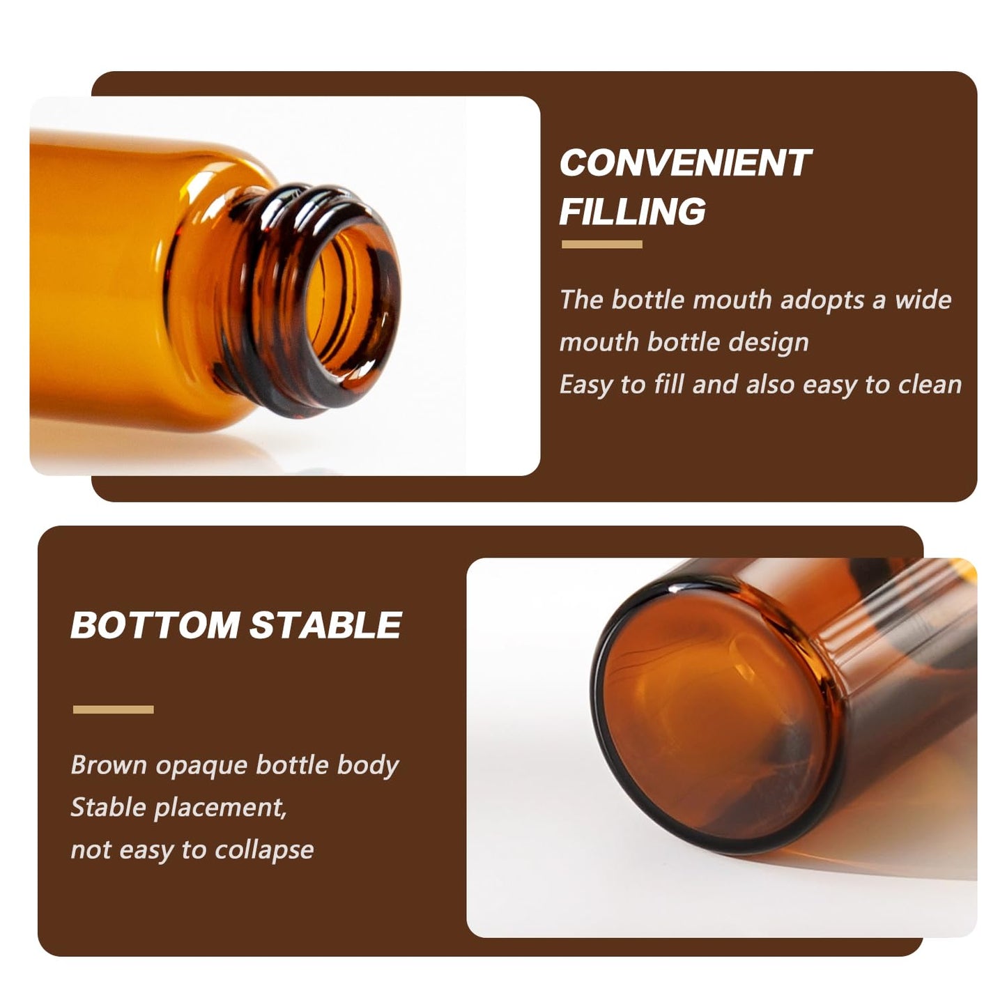 TOPWEL 100 Pack 1ml Amber Glass Mini Essential Oil Bottles Sample Vials with Orifice Reducer & Black Screw Cap, 1/4 Dram Empty Travel Bottle for Aromatherapy Perfume Anointing Oil