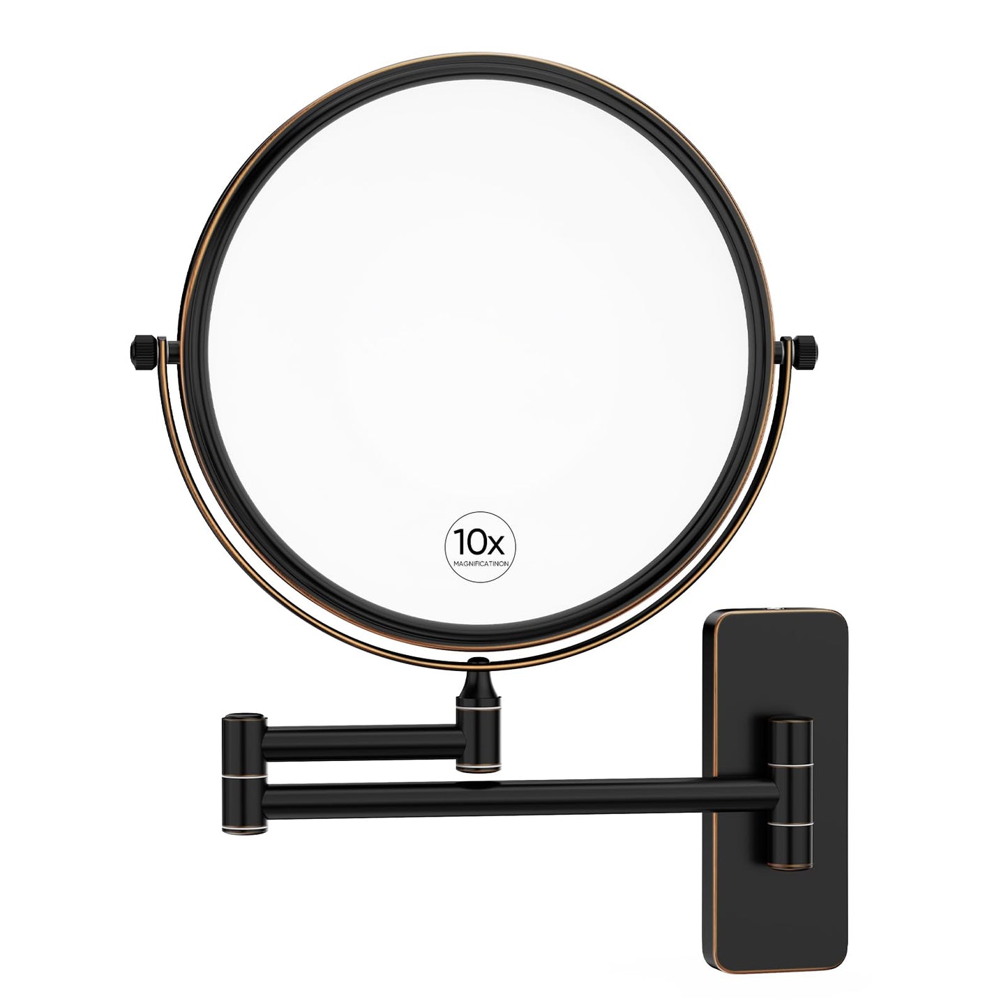 Nicesail Orb 1X/10X Magnifying Makeup Mirrors for Wall Mounted Makeup Mirror 8 Inch, Double-Sided 10x Magnifying Mirror Wall Mount, Oil Rubbed Bronze (8 Inch, 10X)