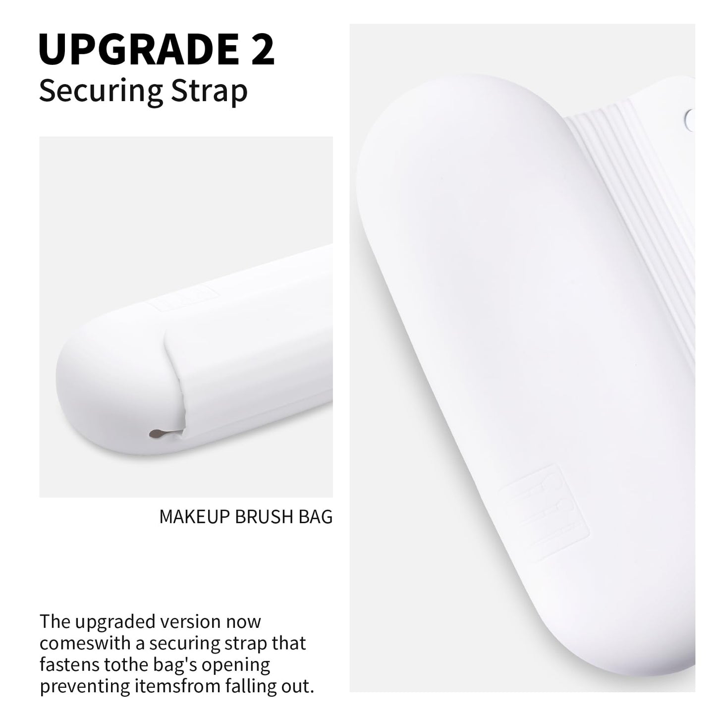 AGIKET Silicone Makeup Brush Holder Travel Cosmetic Bag：Soft Portable Cosmetic Face Brushes Holder with Upgrade Anti-Fall Out Magnetic Closure, Large Travel Makeup Brush Case - White
