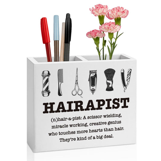 Hairstylist Gifts, Hair Salon Hairapist,Office Room Decor for Women Men Coworker Friend Employee Wooden Box Holder Home Hair Salon Barbershop Decor