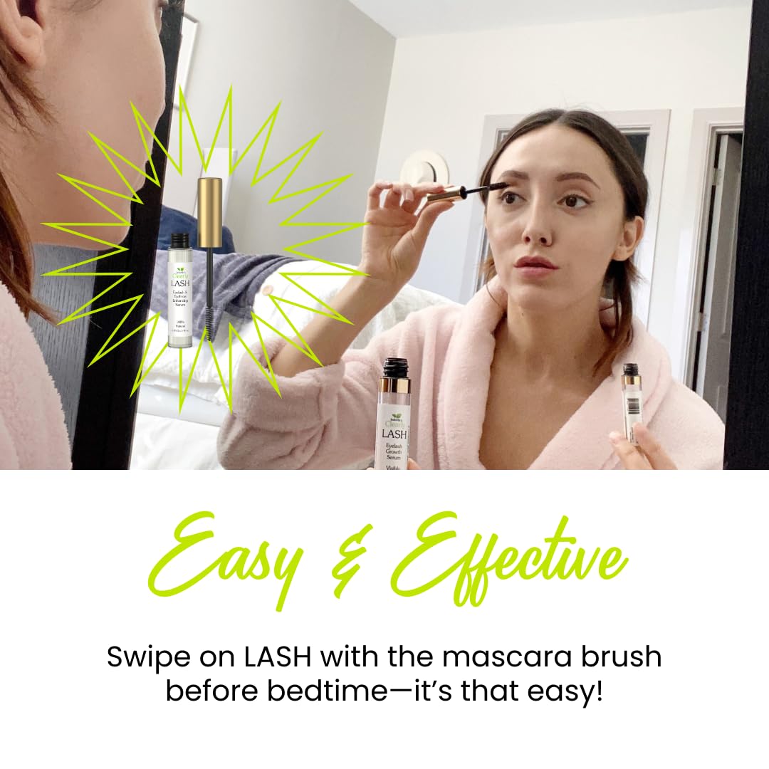 Clearly LASH, Natural Eyelash Growth Serum for Longer, Fuller Enhanced Lashes and Brows with Castor Oil + Vitamin E | Irritation Free and Paraben Free