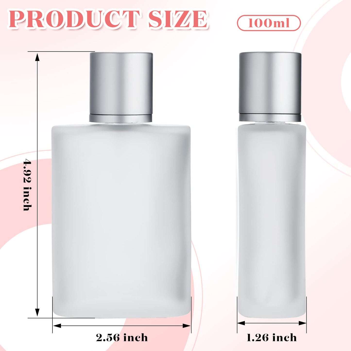 Tessco for you 12 Pcs 50/100ml Frosted Glass Bottle Perfume Atomizer Refillable Spray Empty Perfume Dispenser Fine Mist Atomizer Cosmetic Container for Travel Men Women (3.4 Ounces,Silver Gray)