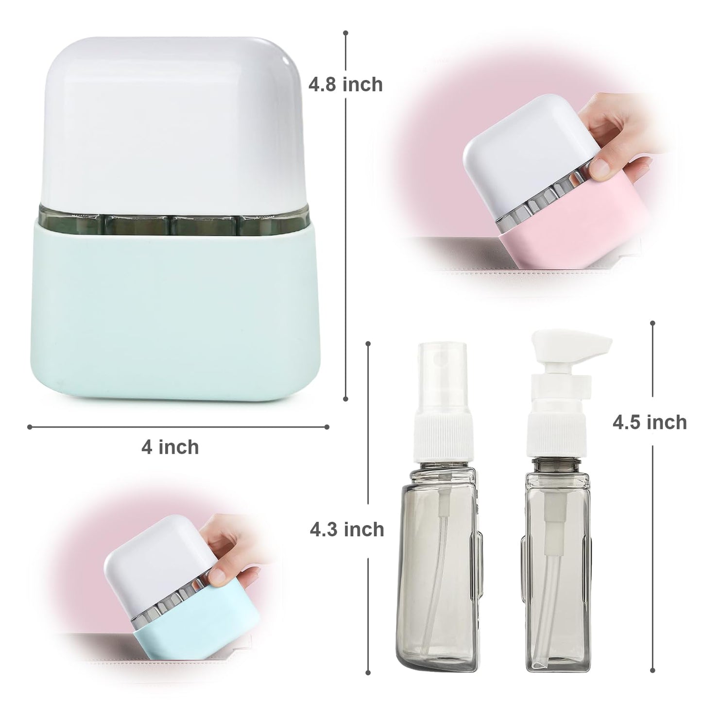 Rirool Travel Bottle Set, 8 Pack TSA Approved Travel Size Bottles, Travel Containers Dispenser, Travel Shampoo Bottles for Cosmetic Conditioner and Lotion