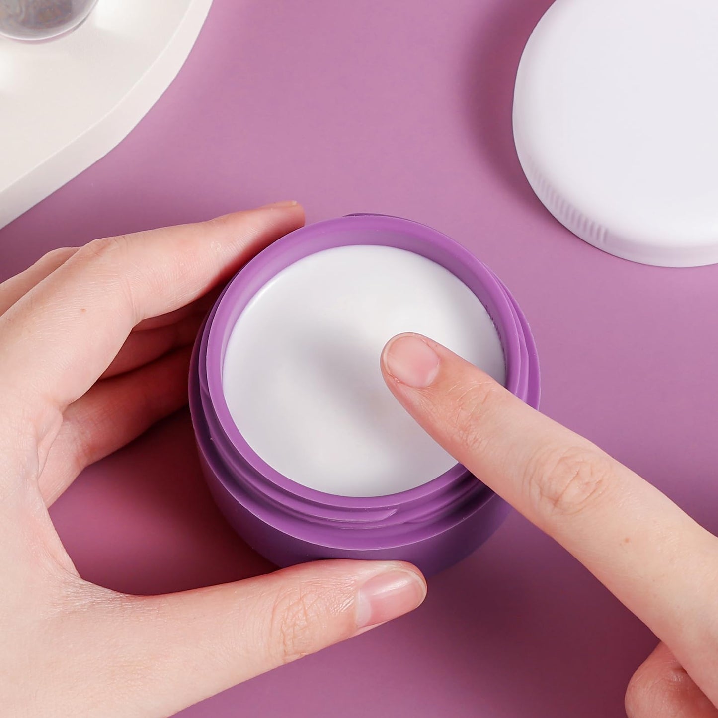 Kuangre Travel Containers for Toiletries, Silicone Cream Jars BPA-Free, Leak-proof 2oz Travel Size Containers, Portable Size Silicone Jars with Lid for Cosmetic Face Hand Body Cream (4 Pack)