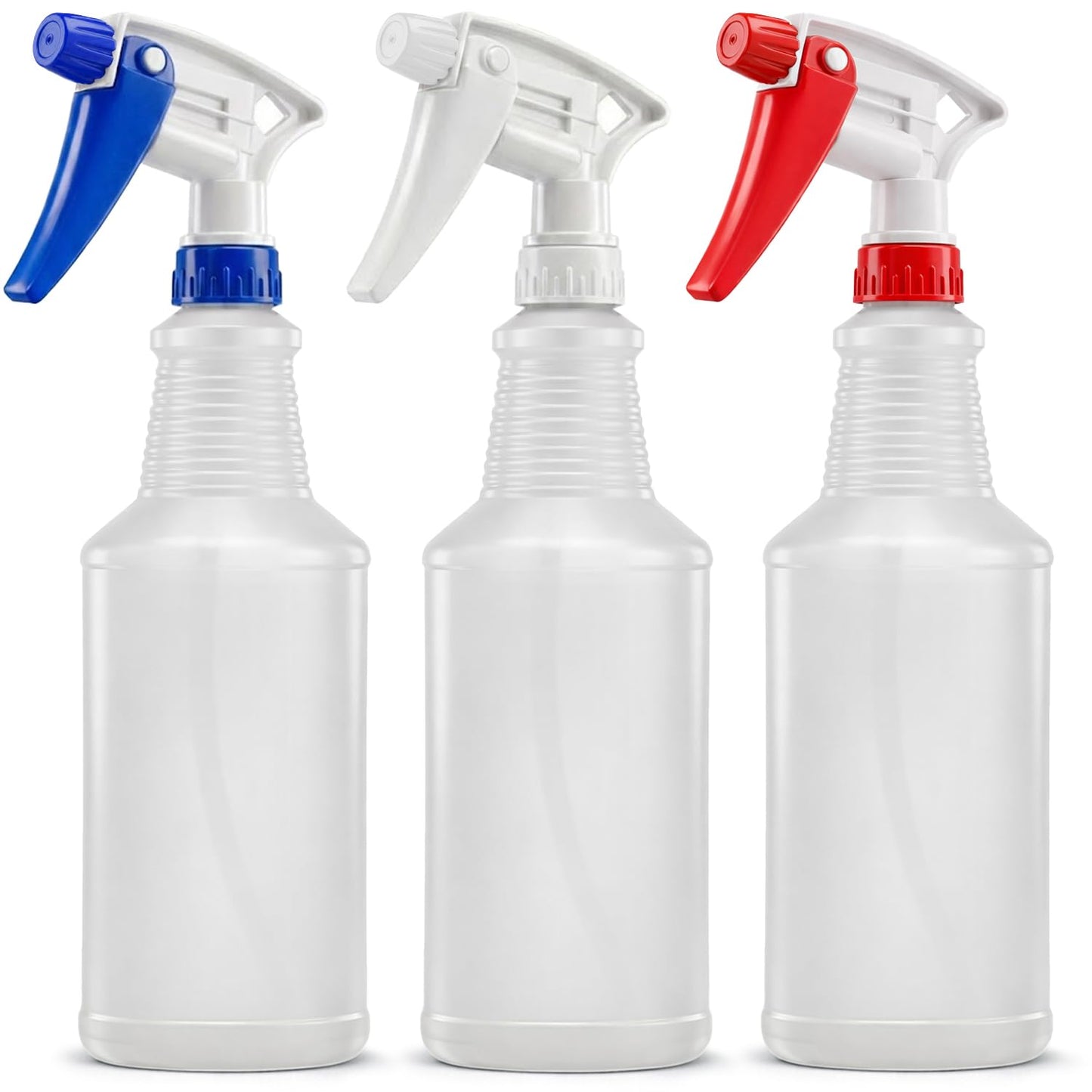 Bar5F Commercial Spray Bottles with Adjustable Trigger, Chemical Resistant HDPE, BPA-Free (3-Pack / 24 oz/Multicolor)