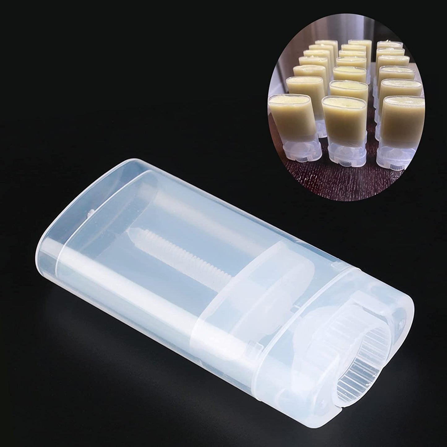 Minsily 20 PCS 15ml Clear Empty Plastic Oval Deodorant Containers Oval Lip Balm Tubes Lipstick Tubes 0.5 Oz Deodorant Sticks Tube Oval Twist-Up Tubes BPA Free for DIY Homemade Crayon Chapstick Holder