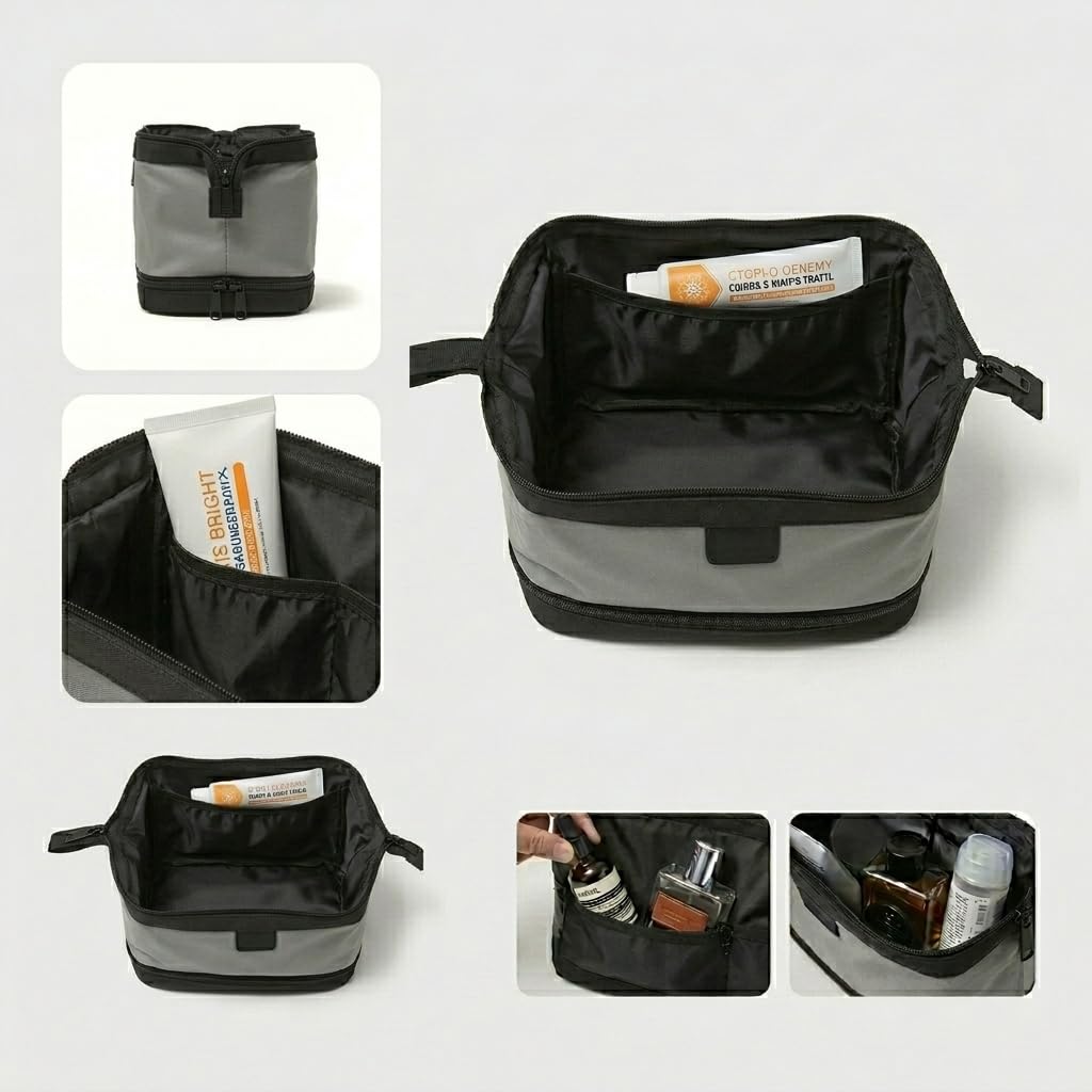 XLKJOS Wet Dry Separating Travel Toiletry Bag Waterproof Nylon