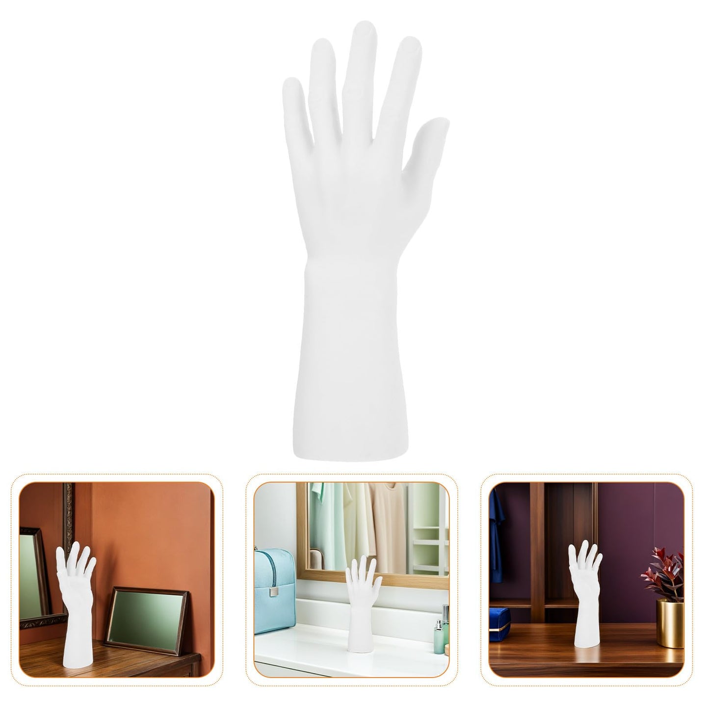 Uonlytech White Vinyl Male Hand Jewelry Display Stand Realistic Proportion Design, Lightweight and Versatile Display Solution for Bracelets, Rings, Necklaces, and Gloves in Jewelry Stores