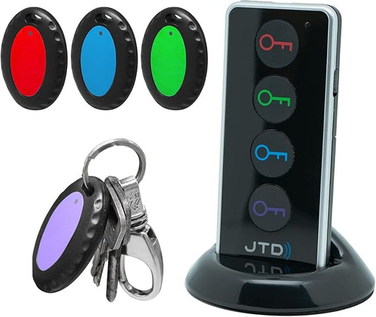 Key Finder with 100dB Loud Sound & 4 Receivers - Remote Finder Locator for Keys, Wallet, TV Remote, Pets, 131ft Range, No Phone or App Needed, Waterproof Anti-Loss Tracking Device