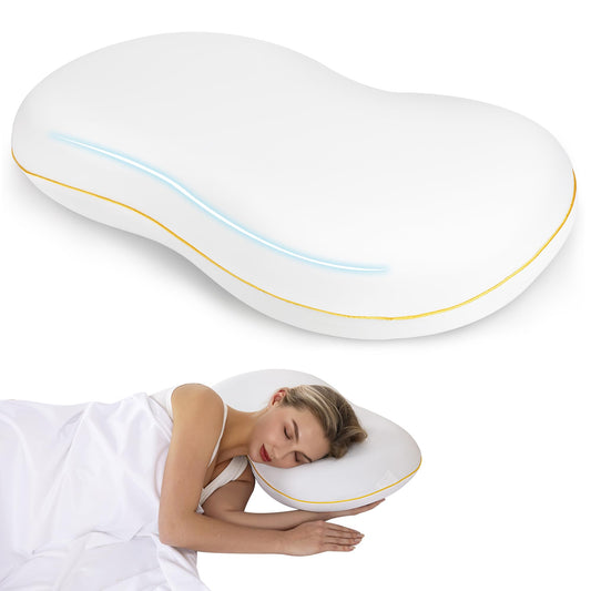 Justsafe Side Sleeper Pillow - Cooling Cervical Neck Pillow for Side Sleeping, Memory Foam Pillows for Back and Stomach Sleepers - Ergonomic Bed Pillow for Neck and Shoulder Pain Relief