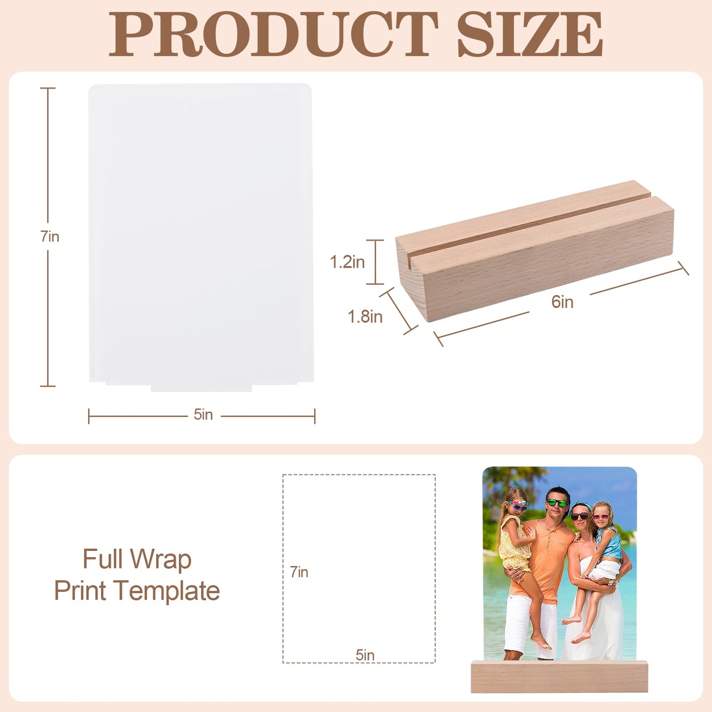 Ahniiqo 4 Pack 5" x 7" Sublimation led Acrylic Photo Frames Night Lights Blanks Heart Shape,with Warm Color Light with Wood Stand for Heat Press Machine Printing