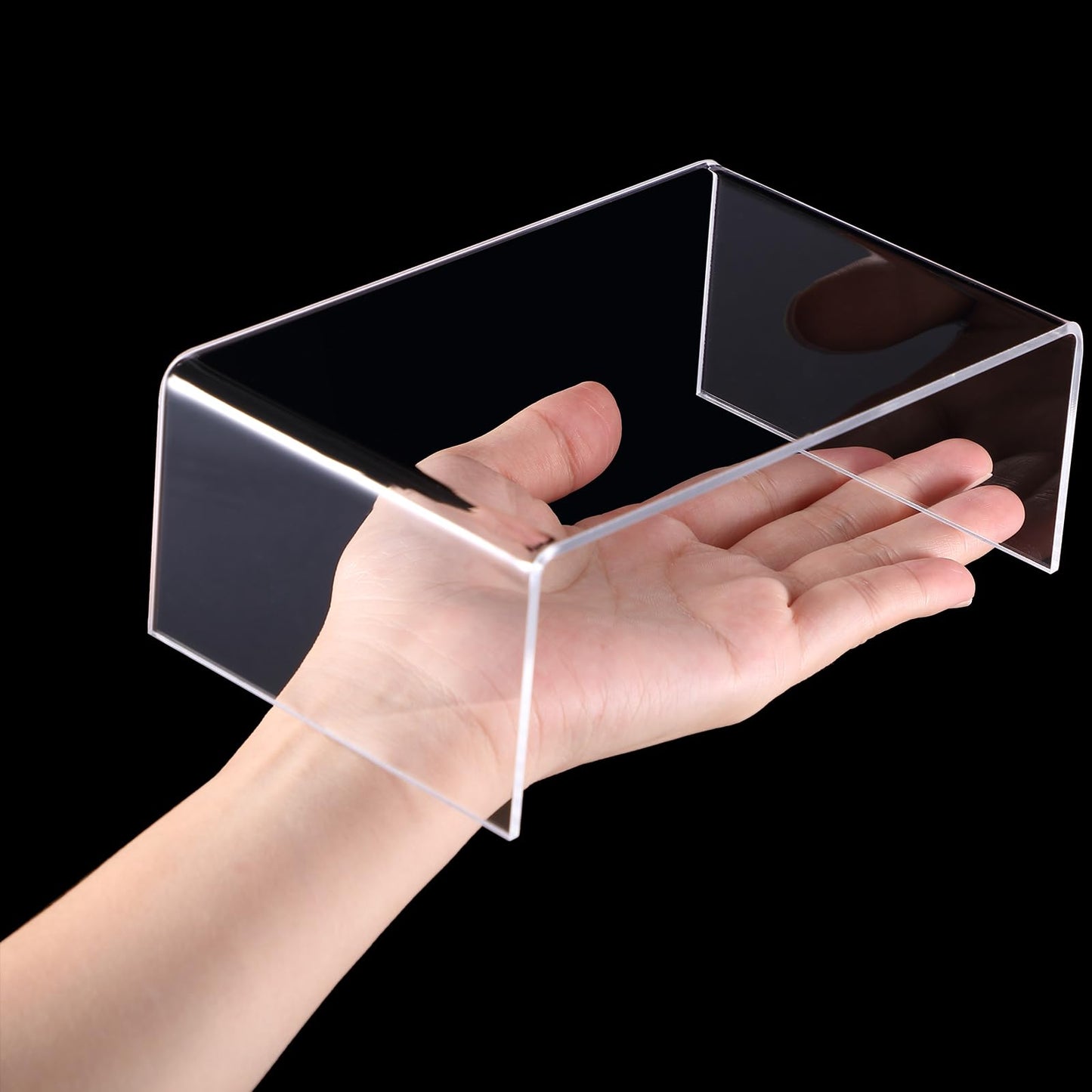 Chuangdi 20 Pcs Acrylic Display Risers, Clear Plastic Product Stand, Food Display Riser for Table Party Jewelry Shelf Decor for Figure Dessert Cupcake Candy Action Showcase(Clear,Super Large Set)