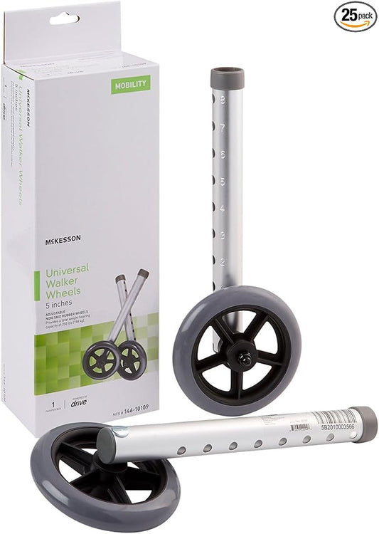 McKesson Universal Walker Wheels, Adjustable, 5 in Caster Wheels, 25 Pairs