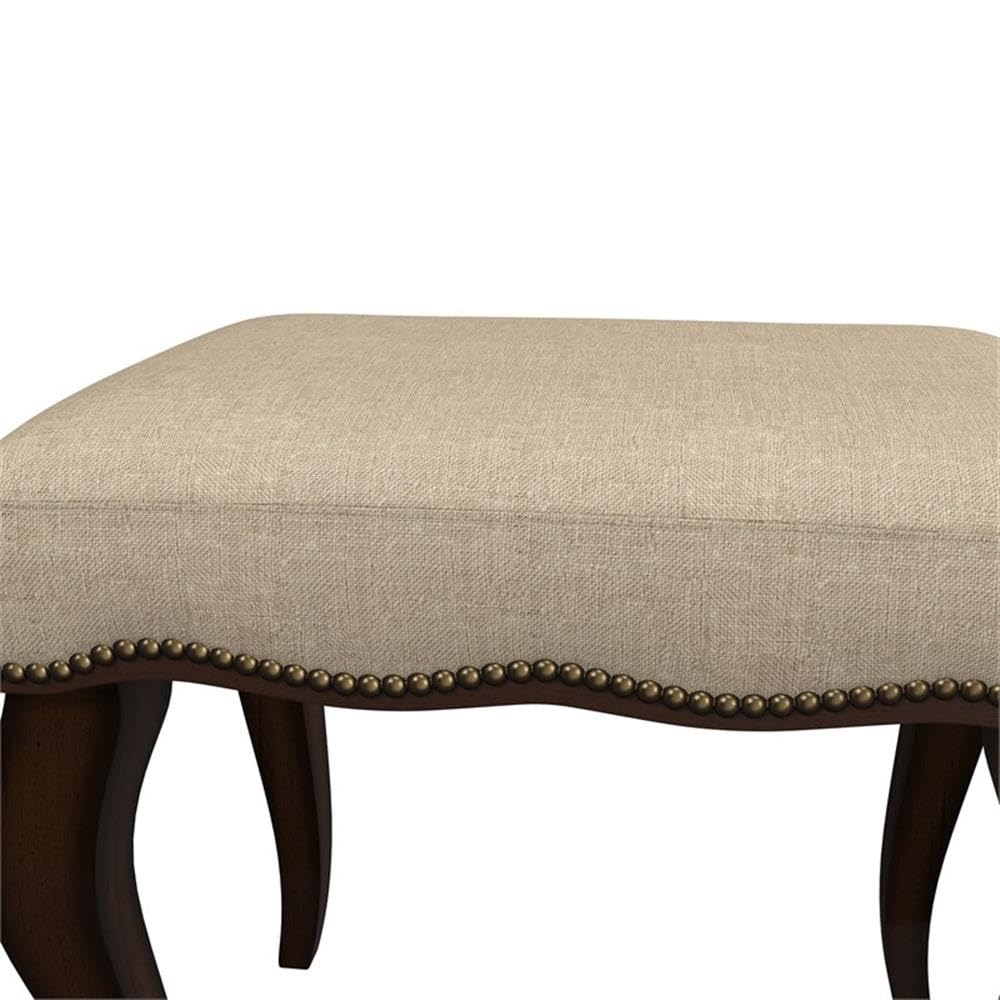 Hillsdale Hamilton Wood and Upholstered Backless Vanity Stool for Makeup Room and Bathroom, Burnished Oak