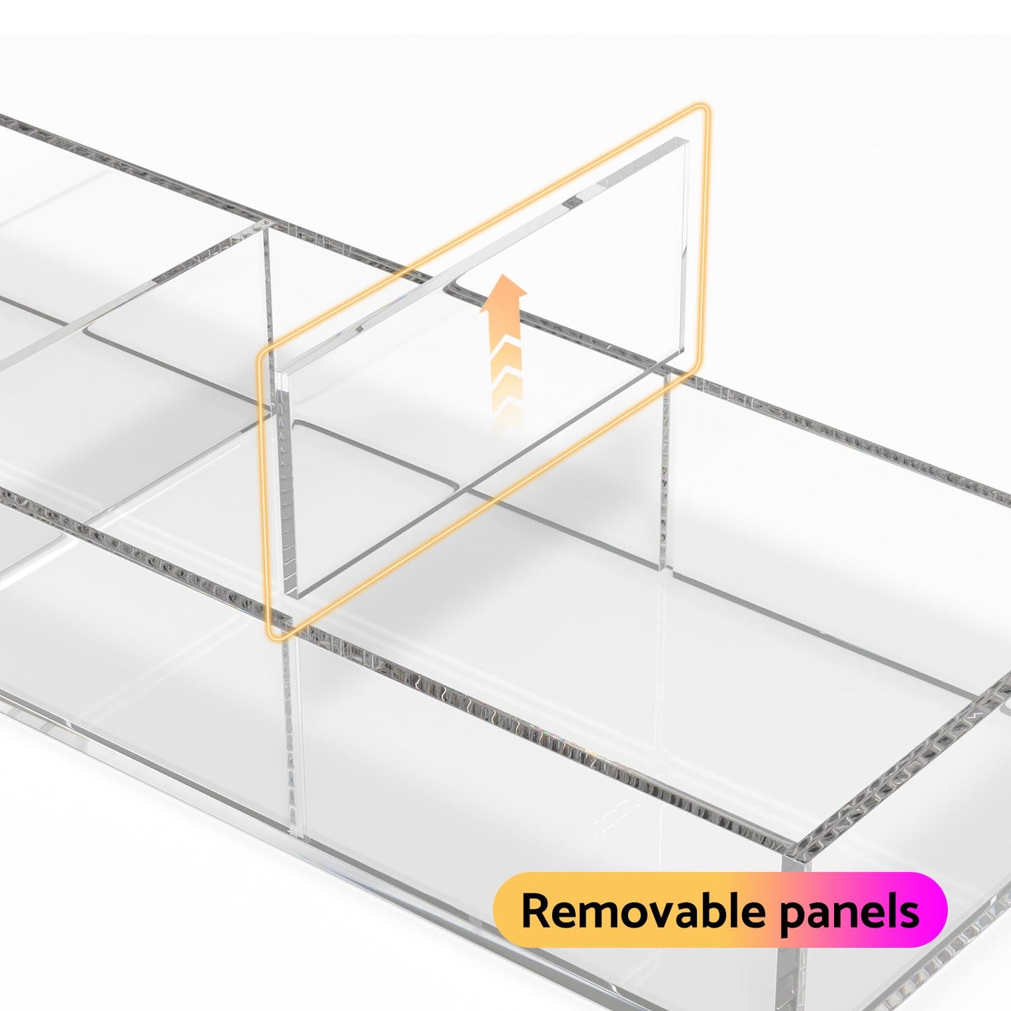 HIIMIEI 3 Section Clear Acrylic Drawer Organizer Tray, Office & Makeup Drawer Organizer (11.8x4.3 inch)