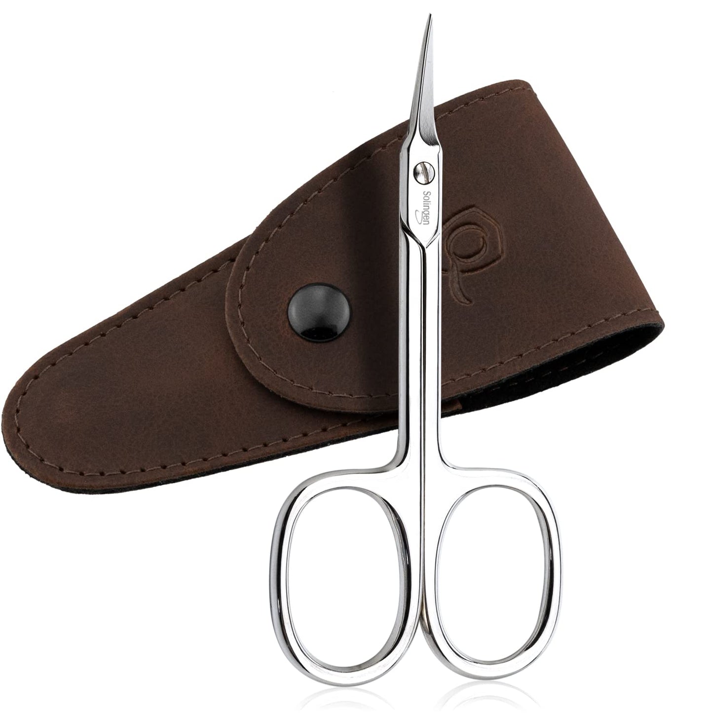 marQus Solingen Scissors - Cuticle Scissors Germany - Curved Blade, Nail Scissors Germany - Pedicure Beauty Grooming Kit for Nail, Eyebrow, Eyelash, Dry Skin - Nail sicssors, Brown Tower Point