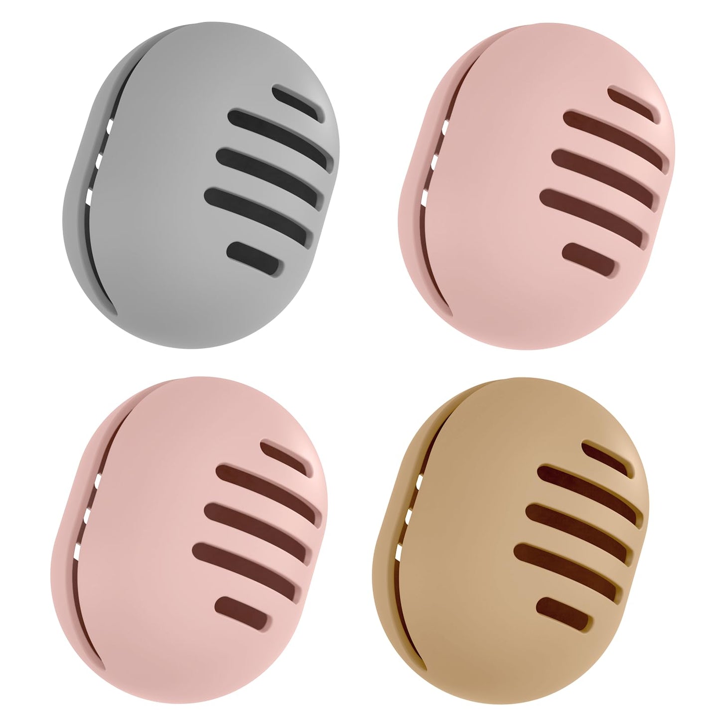 Fauxomor Makeup Sponge Holder,4PCS Double-sided Breathable Silicone Beauty Make Up Blender Case for Travel,Shatterproof Makeup Sponge Travel Case for All Sponges Easy Carry,Grey+Khaki+Pink+Pink