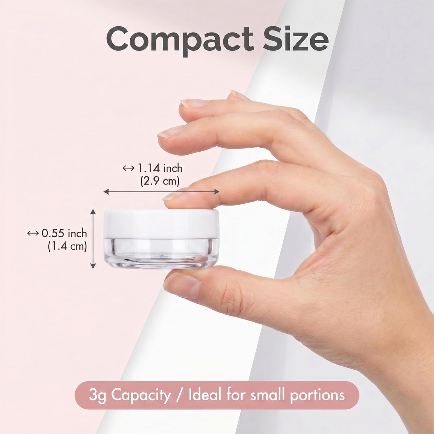 3 Gram Sample Containers with Lids, 100 Count Tiny Sample Jars, Empty Lip Balm Containers, Mini Cosmetic Container with Lids, Makeup Travel Container with Labels, Mini Disposable Spatulas
