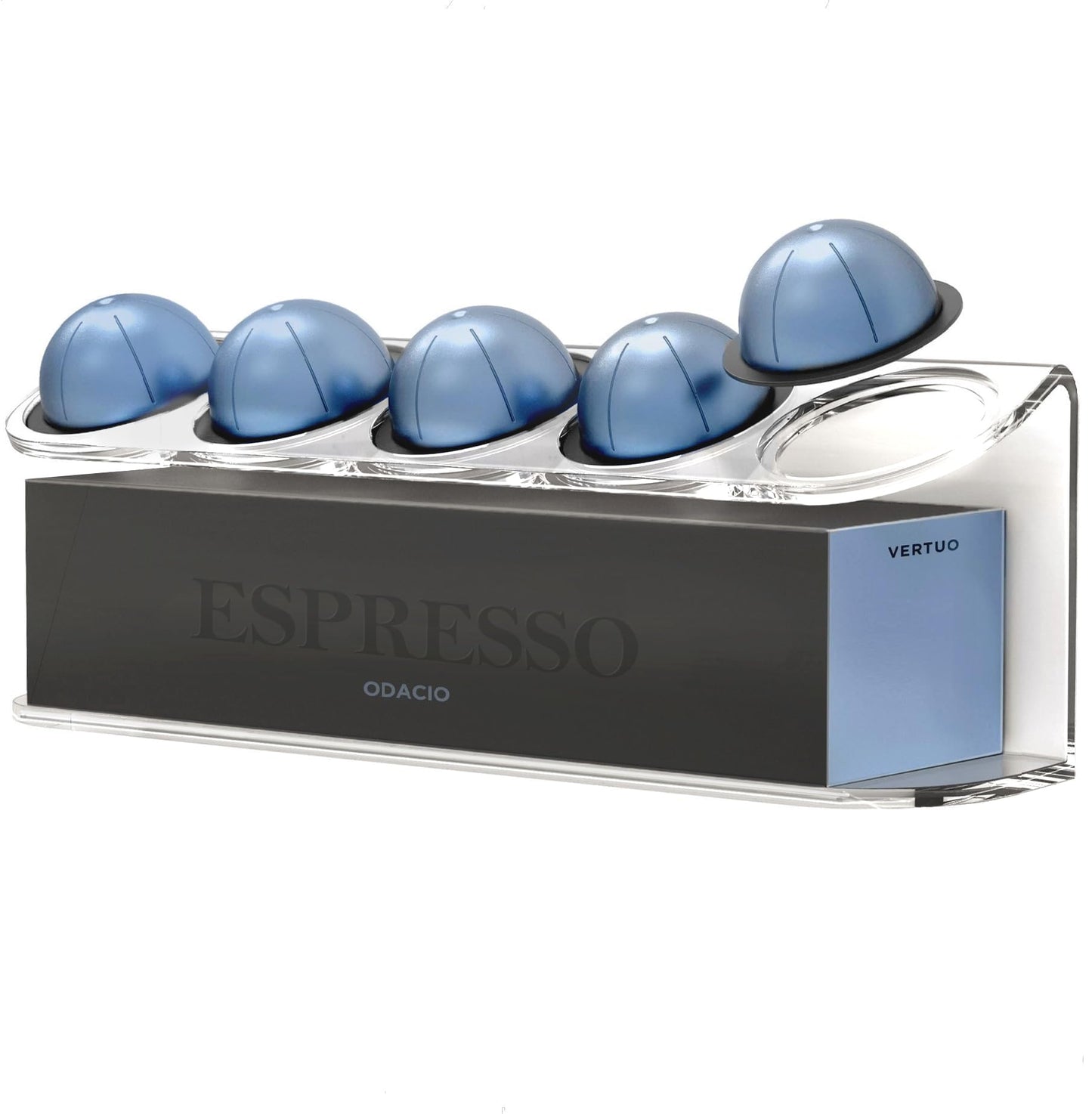 GALVANOX Wall Mounted Organizer for Nespresso Vertuo Pods, Easy-access Acrylic Holder for Original Vertuoline Box and 5 Coffee Pods (5 pods + 1 box)
