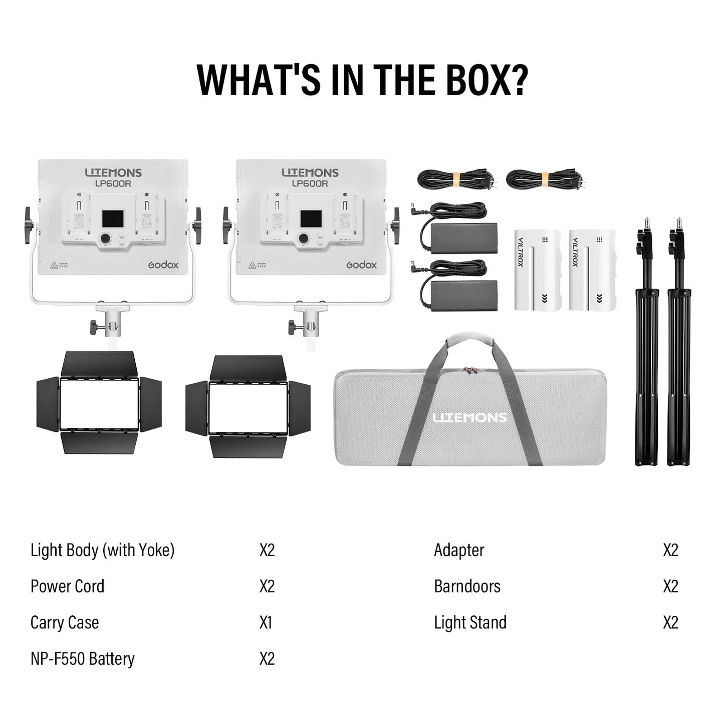Godox LP600R 60W RGB LED Light Panel 2-Light Kit, 2-Pack with Battery Power, Light Stand, Carrying Case, 1800-10000K, 9270Lux@0.5m, APP Control for YouTube Video Recording and Live Streaming