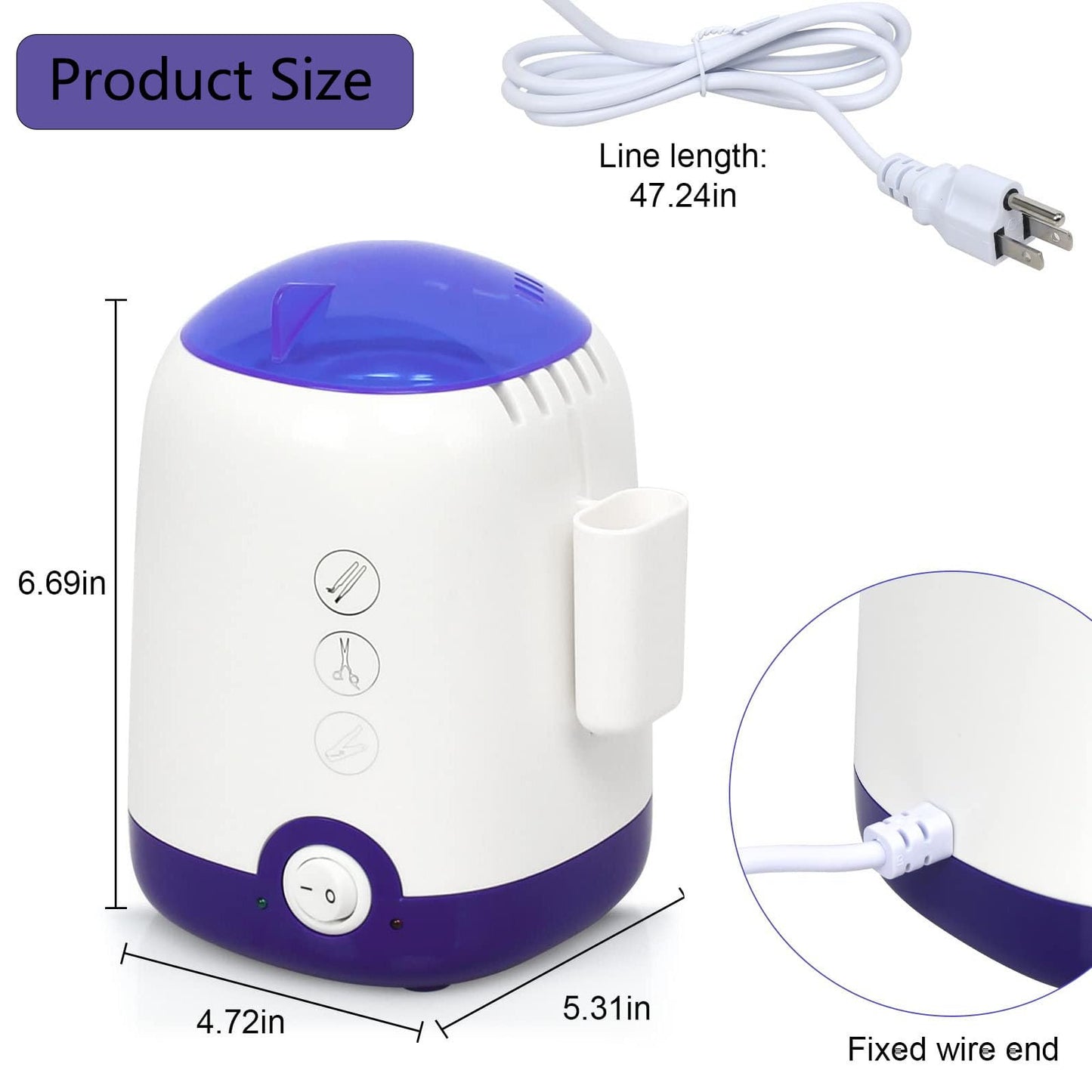 GoLashFun Nail Tool SterilizerCleaner Machine,High Temperature Cleaning Nail Tool Cleaning Pot for Manicure Nail Salon Nipper Hair Cutting Scissors Cleaning Equipment (Blue with Storage Container)