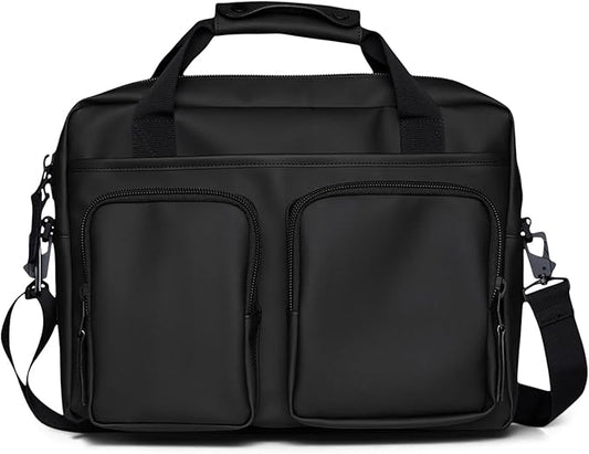 RAINS Texel Tech Bag - Black Waterproof Water Resistant Water Repellent Laptop Bag Unisex Commuter Travel Case 15" Computer Sleeve Tech Organizer - 2 Year Warranty