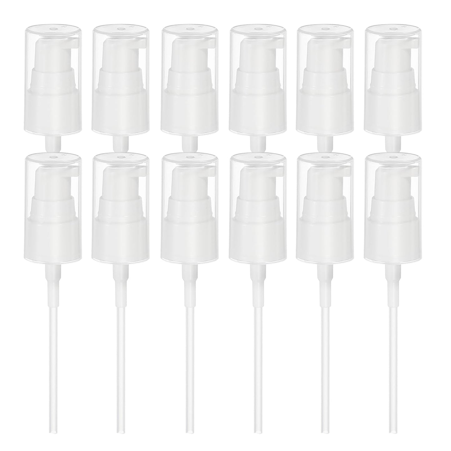 uxcell 12Pcs Dispenser Bottles Pump, Plastic Foundation Pumps Dispensers Top Replacement with Cover for 20/410 Thread Neck Size Essential Oil Lotion Cosmetic Liquid Dispensing, White