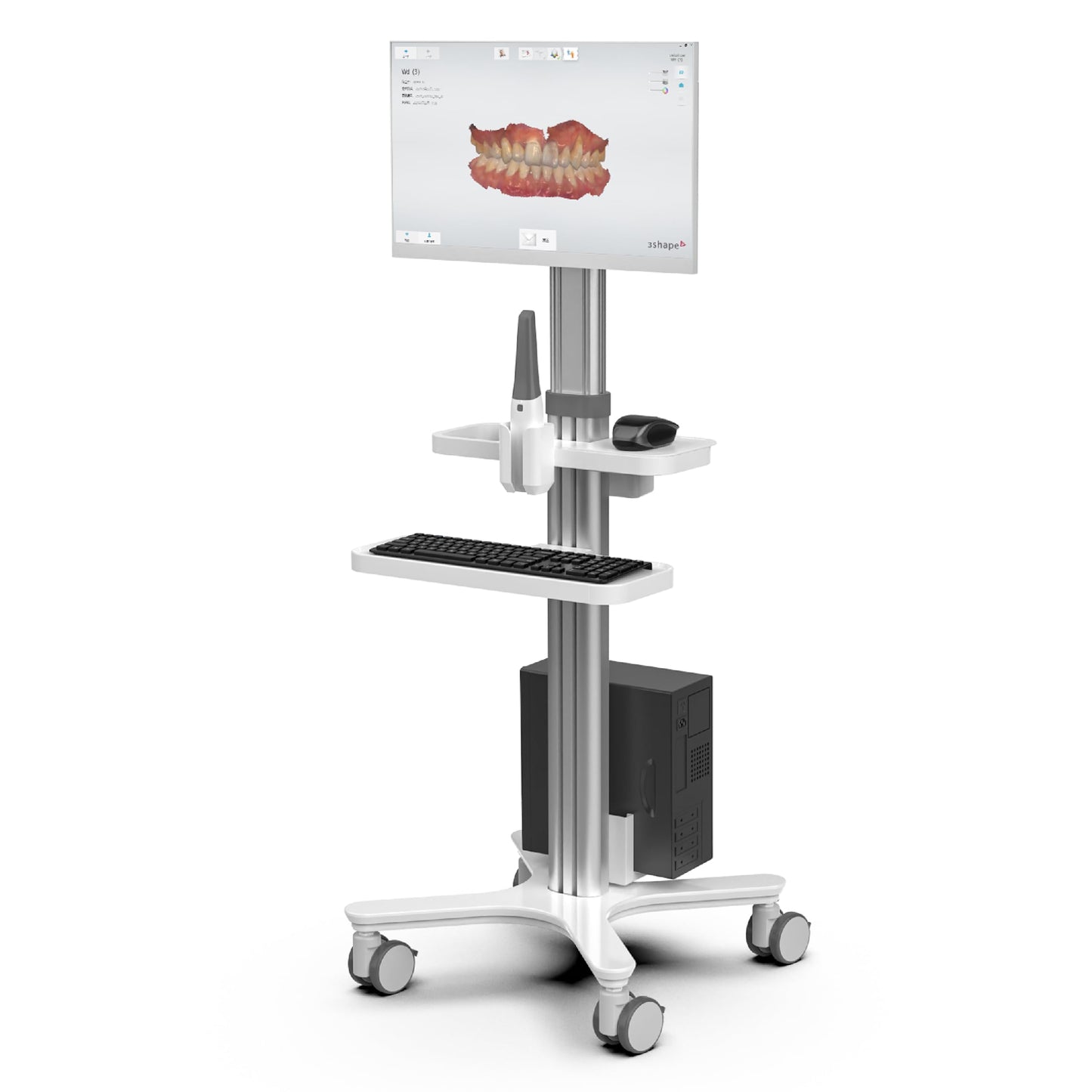 Medical Cart Mobile Workstation with Oral Scanner Holder, Height Adjustable, Rolling Stand with Monitor Mount, Medical Trolley for Hospital Clinic lab Beauty Salon