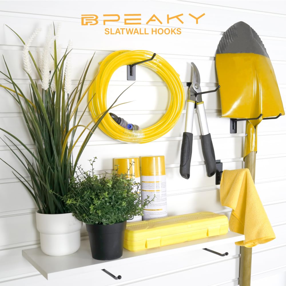 BFPeaky 12 Inch Black Slatwall Hooks, 25PC