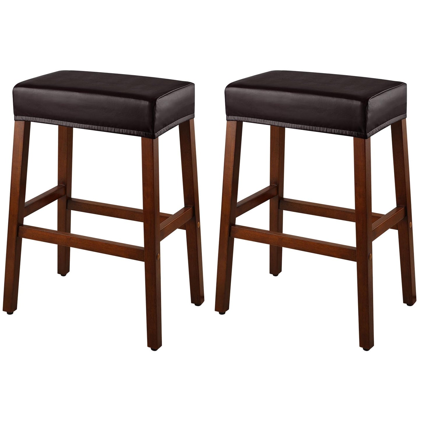YISUN Stool Covers Rectangle - 2 Pack Stretch Oilproof Waterproof PU High Chair Cover Vanity Stool Cover Pub Counter Bar Stool Covers Saddle Seat Cover with Elastic Bands
