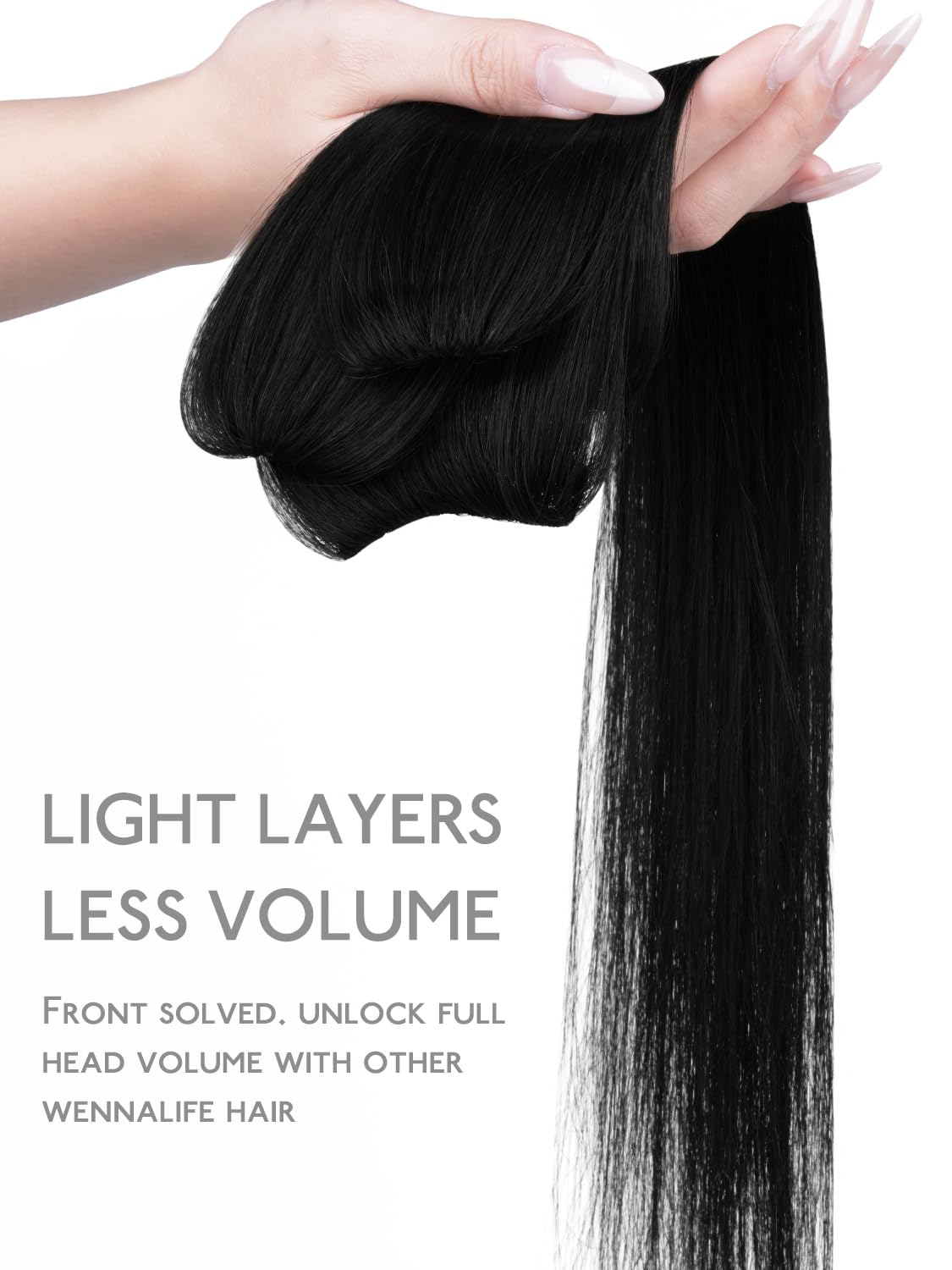 WENNALIFE Scalp Hair Fill-ins Clip in Hair Extensions Real Human Hair 14 inch 2pcs 10g Jet Black Hair Extensions Clip Ins Invisible Scalp & Part Line Coverage Remy Hair Extensiones De Cabello Humano